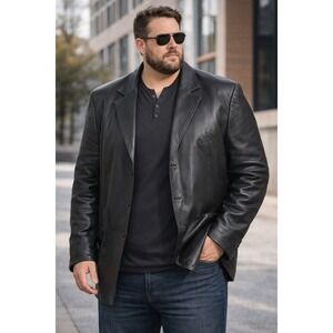 Cuero Legitimo Black Leather Blazer Jacket Mens 5XL Argentina Soft Leather